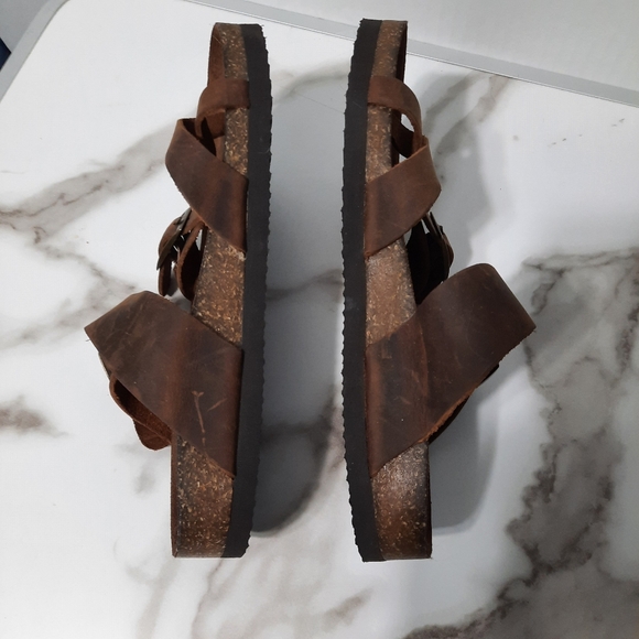 Mountain Sole Sandal Womens Size 6 Comfortable Walking Outdoor Brown Leather - Picture 3 of 10